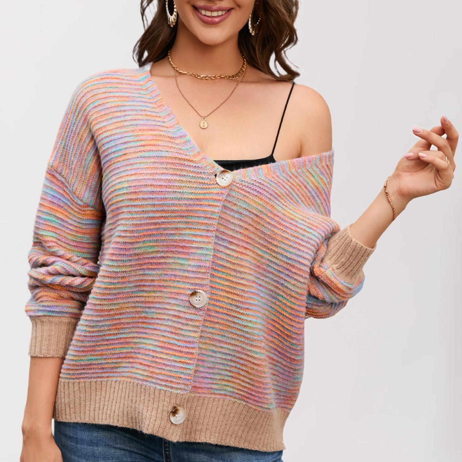 

Женская повседневная свободная куртка с V-образным вырезом, кардиган, куртка с длинными рукавами, кардиган, свитер XL оранжевый