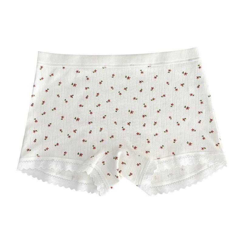 Women Cotton Floral Print Mid Waist Anti Chafing Safety Shorts Panties