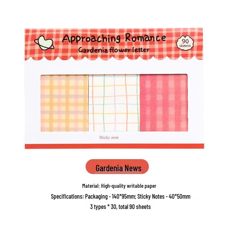 Romantic Plaid Sticky Notes: Korean Style Tearable Square Markers in 8 Designs