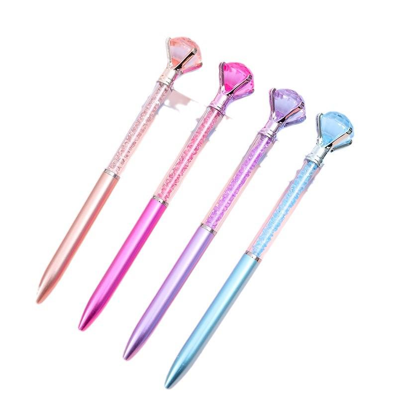 Crystal Diamond Metal Ballpoint Pen 0.7mm – Elegant Blue Signature Stationery