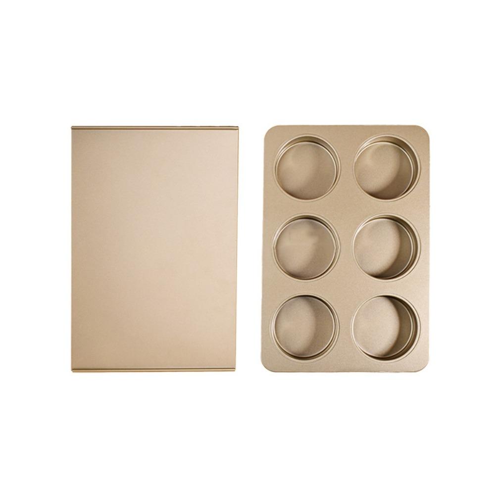 

6-Cavity Carbon Steel Baking Tray Non-Stick Oven Baking Plate Muffin Top Pan Kitchen Cooking Round