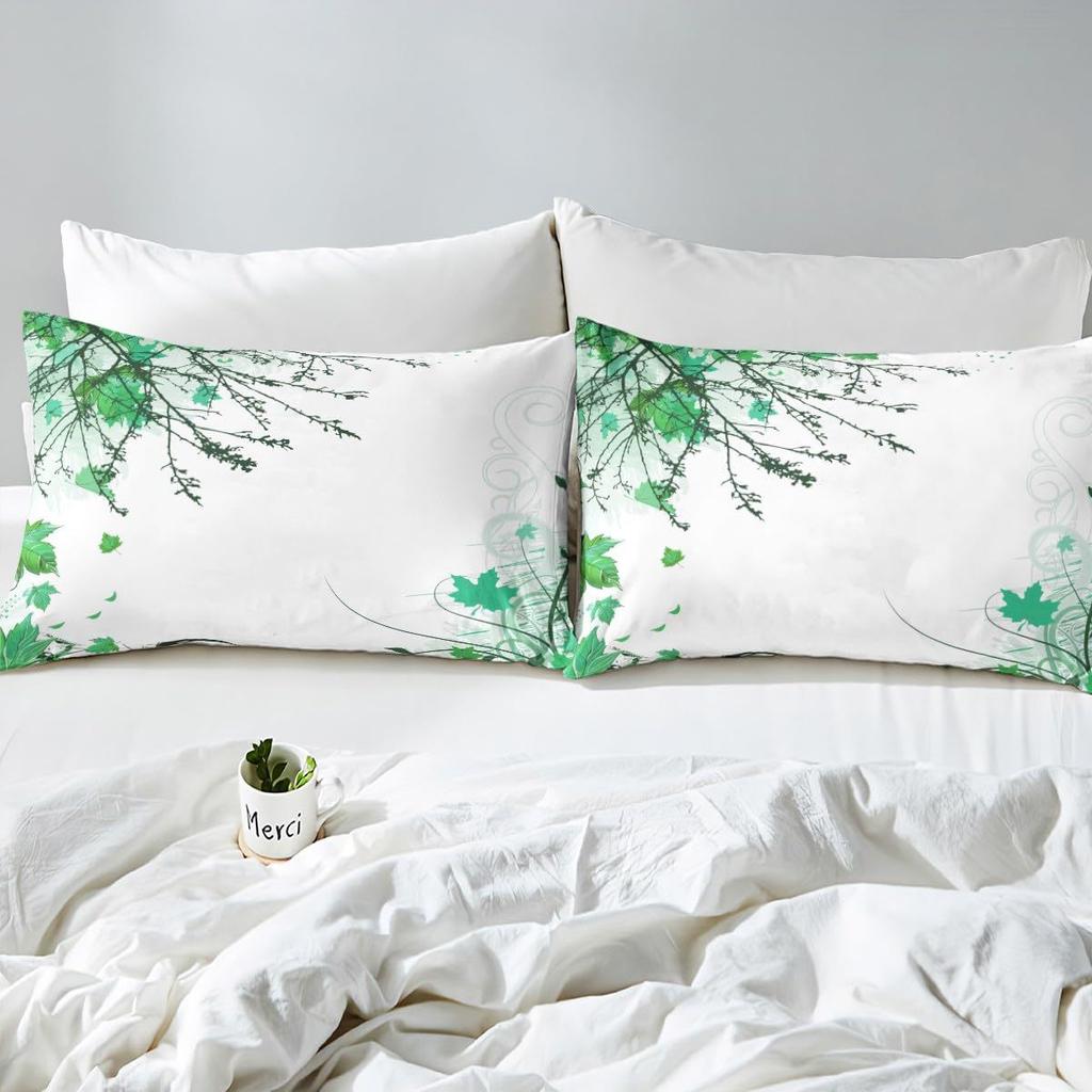 Pflanzenzweig-Muster Matratze Dreiteiliges Digitaldruck Matratzen-Bettwäscheset Erwachsene Kinder