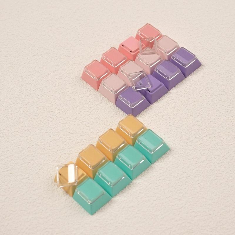 8pcs PBT Blank Keycap Set Cheey Profile PBT+PC 1U Keycaps for Mechanical Keyboards with Durability Classical Color