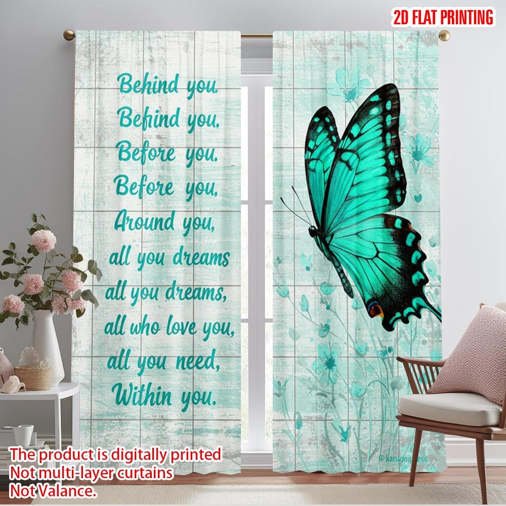 

2pcs 2D flat printing Curtains Behind you all your dreams 100% Polyester Fabric Without Electricity 0 for Indoor Celebrations 52.50×116.00 CM 2pcs