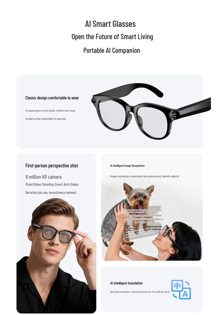 KI-Smartglasses M89: Black Tech, Übersetzung, Aufnahme, Fotografie, 800W HD-Pixel-Kamera, Multifunktional.