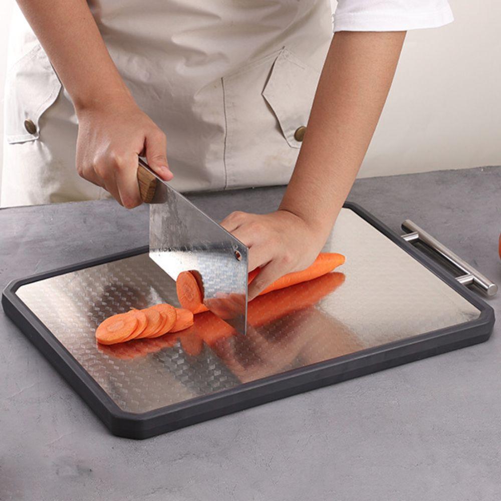Scratch Resistant Stainless Steel Cutting Board Double Sided Use Kitchen Chopping Block  Fruits