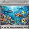 2D Underwater Themed Background Fabric - Suitable for Home Use and Parties - Sharks, Turtleszyc