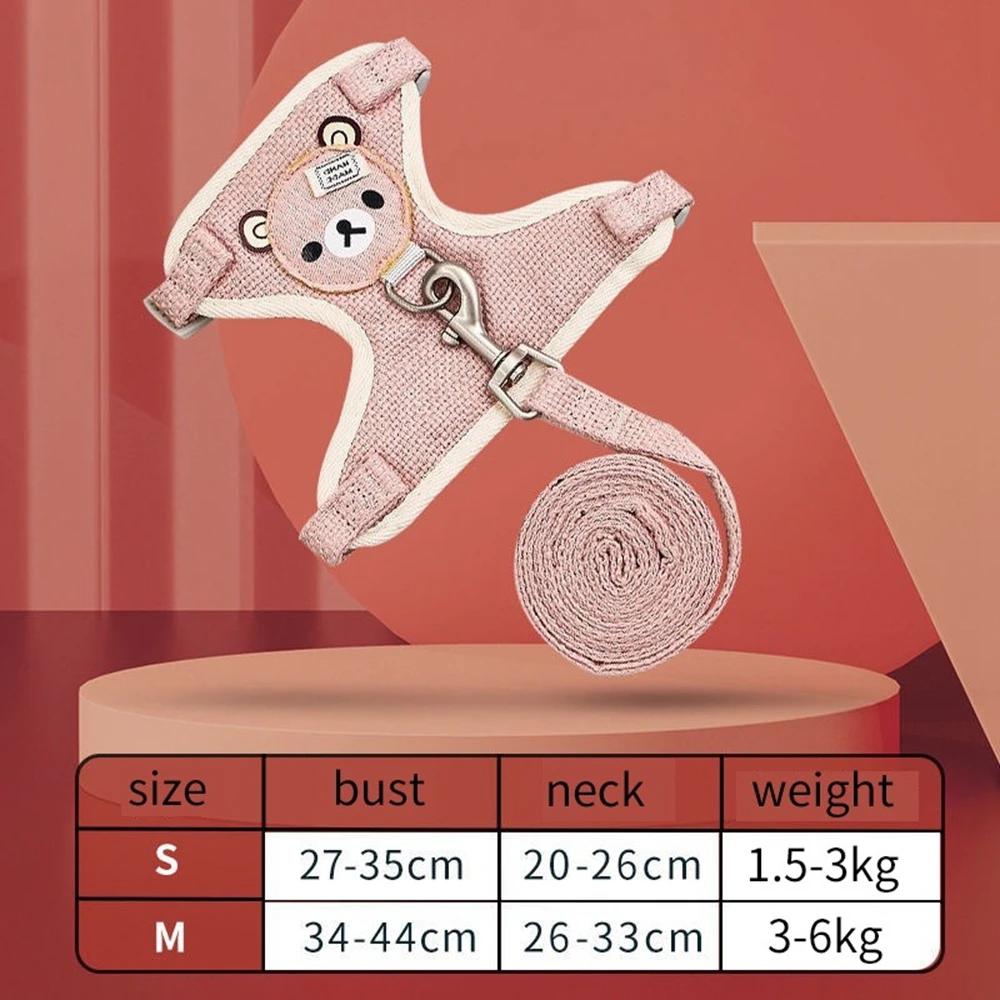 

Шлейка для питомца с поводком для маленькой кошки собаки регулируемая жилетная нагрудная шлейка для прогулок на улице поводок для собаки кошки товары для питомцев S розовый