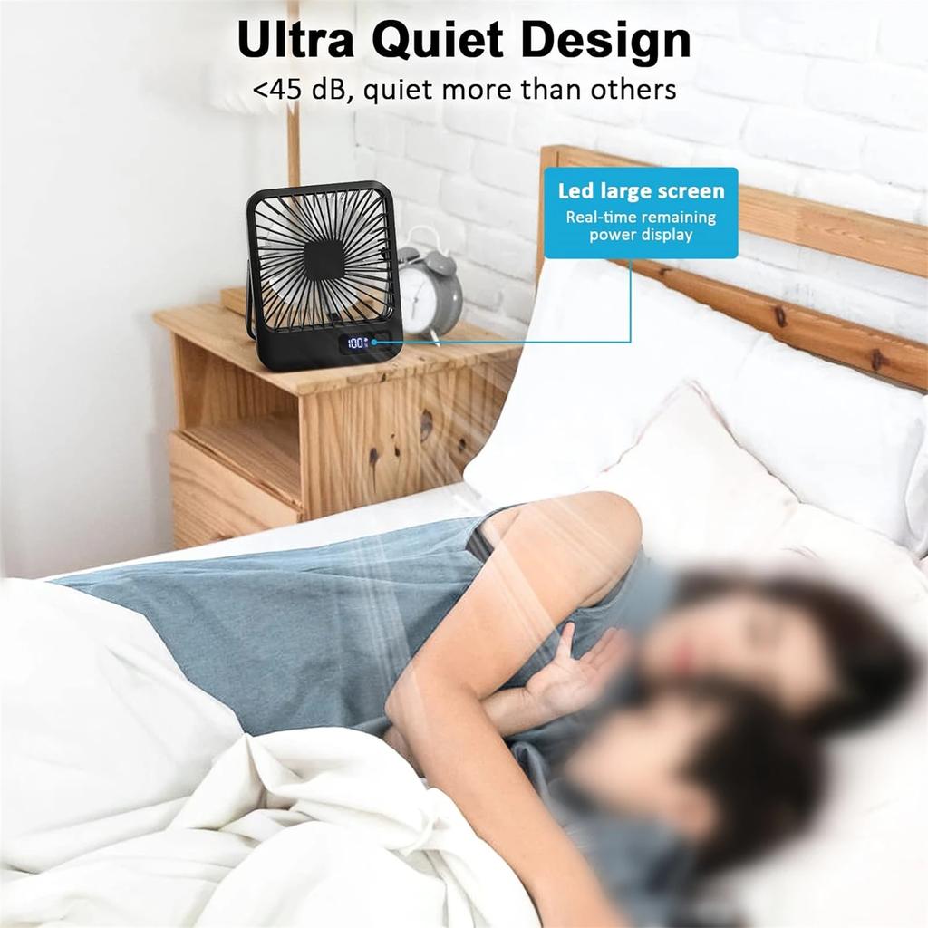 New ultra-thin fan Mini portable office with strong wind Desk Fan Portable USB Rechargeable Fan With Power Display 5 Speeds