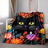 1pc Cat Flowers Lightweight Flannel Blanket, Comfortable and Warm Blanket, for Office and Camping Sofa Bed, Livingroom144