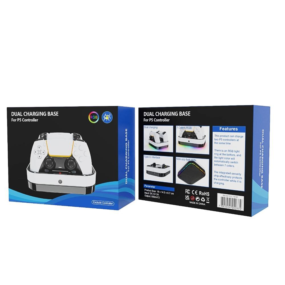For PS5 Controller Dual Charging Base RGB Fast Charging Station for PS5 Dual Wireless Gamepad Handle Charger Stand