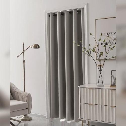 Room Divider Curtain, Insulated, Cold Protection, 200cm Long, Stylish, Scandinavian Design, Privacy, Blackout, Long, Solid Color, Heat Retaining, Soun