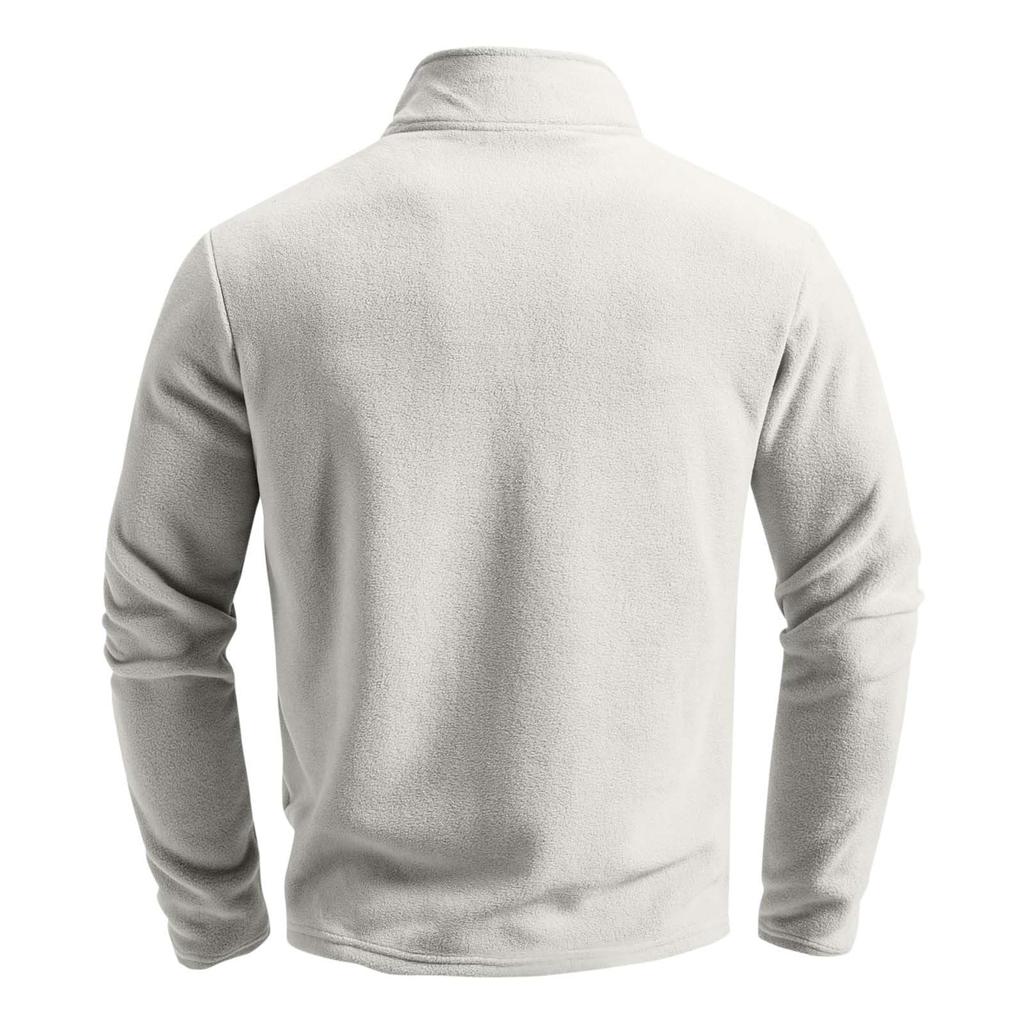 Men's Casual Solid Color Stand-up Collar Half-zipper Long-sleeved Top Men's Fleece Pullover Hoodie