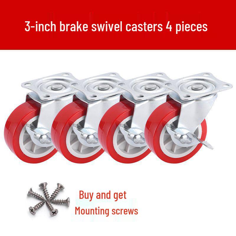 1-3 Inch Silent Swivel Caster Wheels with Brakes for Furniture and Trolleys