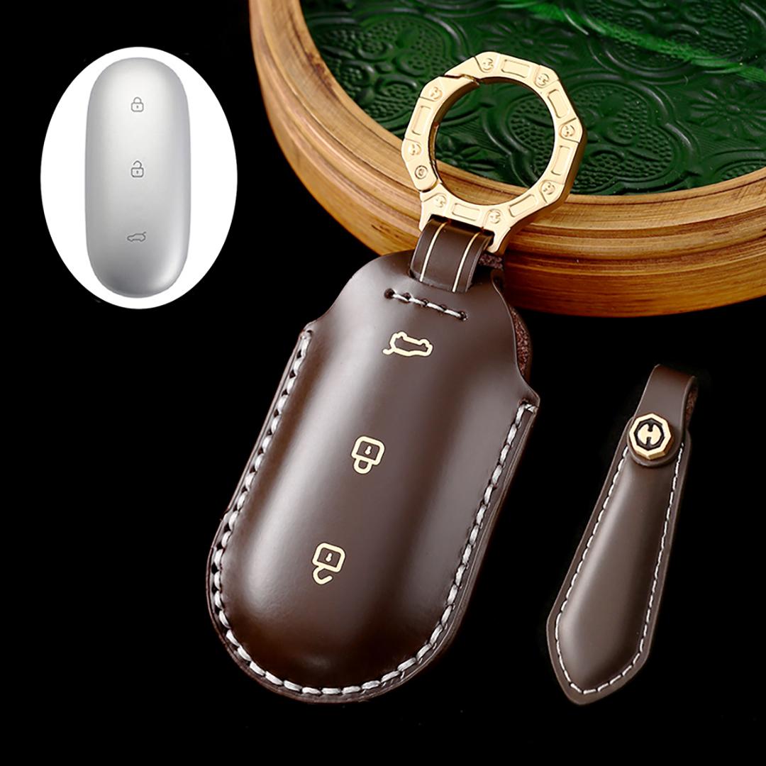 

Подходит для Li AutoL6L7L8L9 Ручной работы из воловьей кожи Чехол для ключа автомобиля высокого класса 3keys коричневый