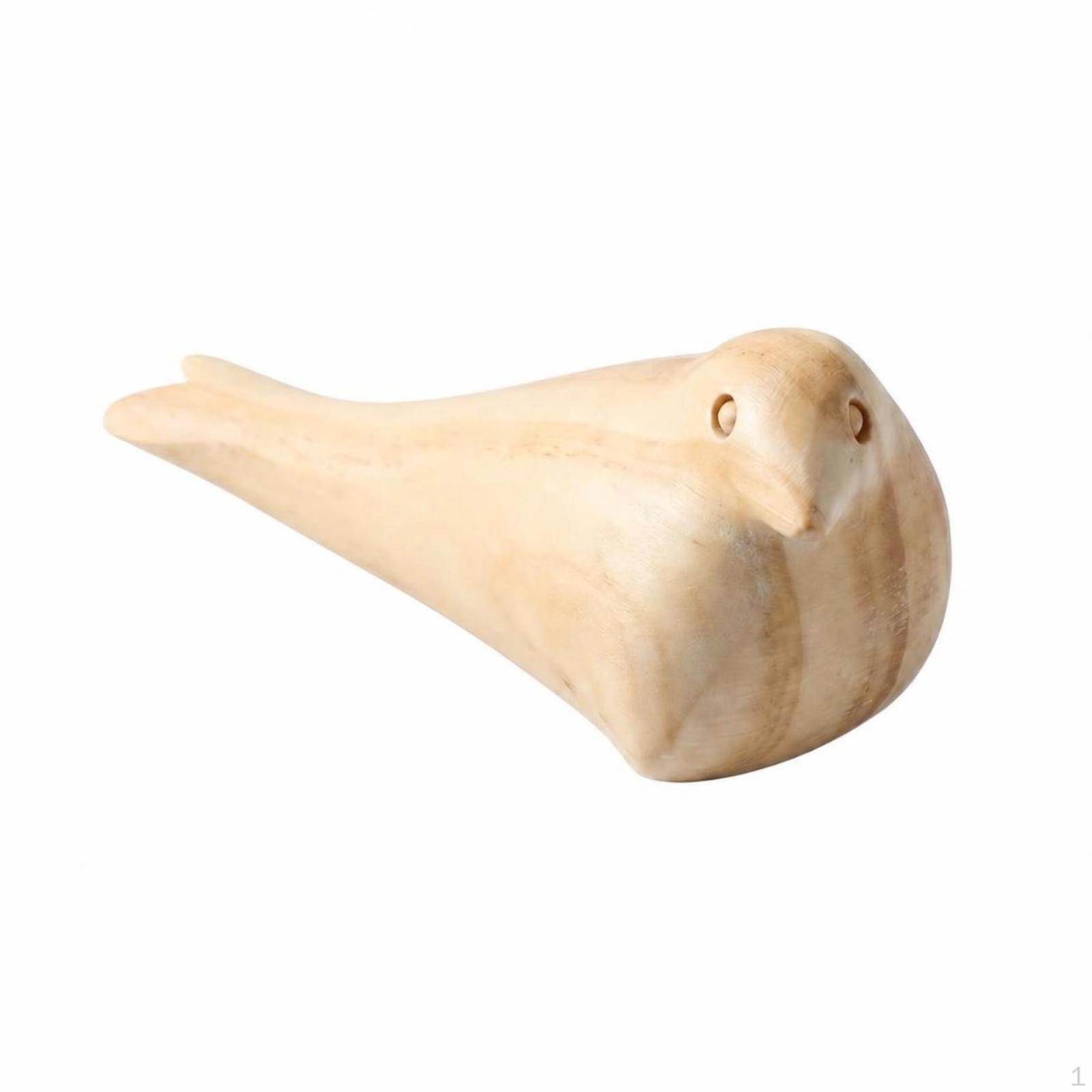 Wooden Bird Statue Smooth Carved Ornament Painted Eyes Figurine Natural S