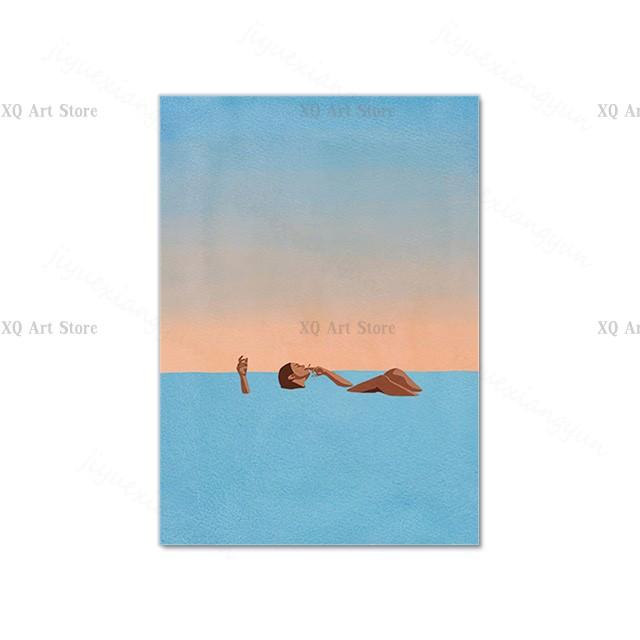 Nordic Poster Pool Party Swim Diving Bathtub Coffee Girl Abstract Wall Art Print Canvas Painting Decor Pictures Living Room Home