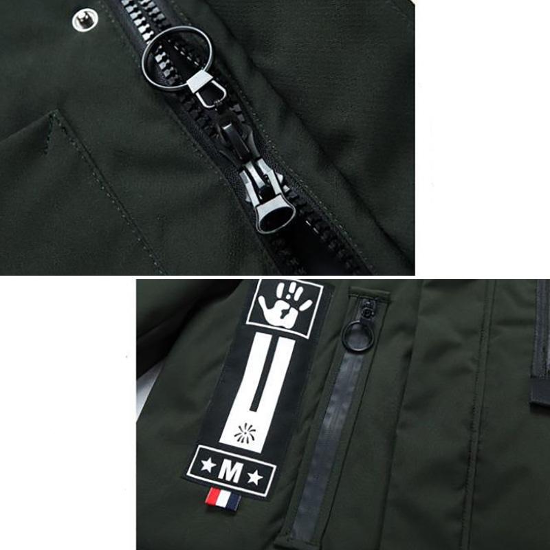 Large Fur Collar Down Jacket Men's Winter Thickening Cotton Jacket Long Slim Hooded Outwear Casual Jacket Wild Zipper Warm Down Coats