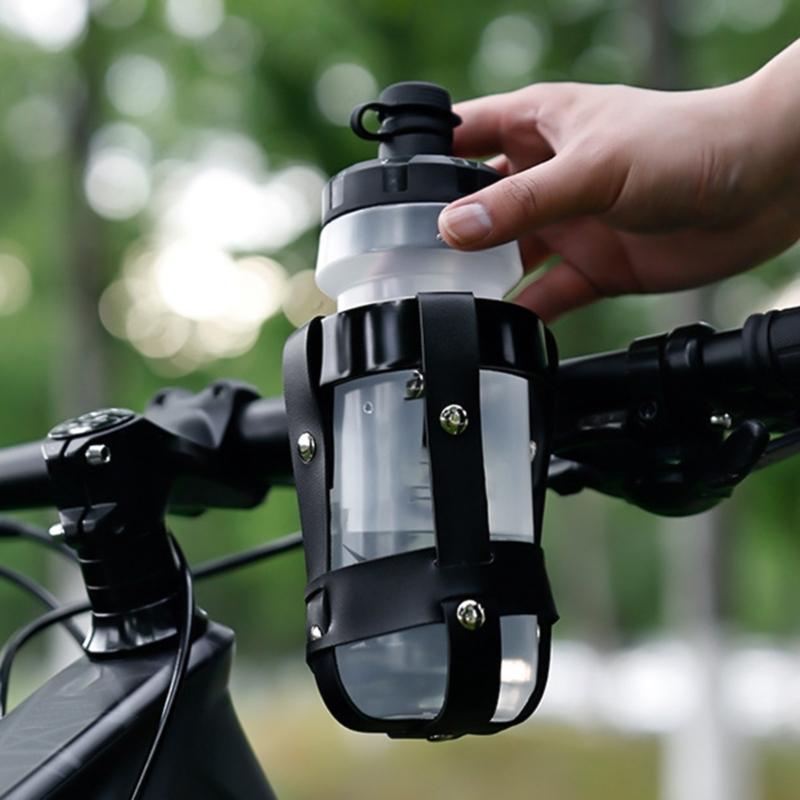 Leather Road Bike Beverage Holder Bicycles Water Bottles Cup Holder Bike Coffee Drink Cup Holder Easily to Install