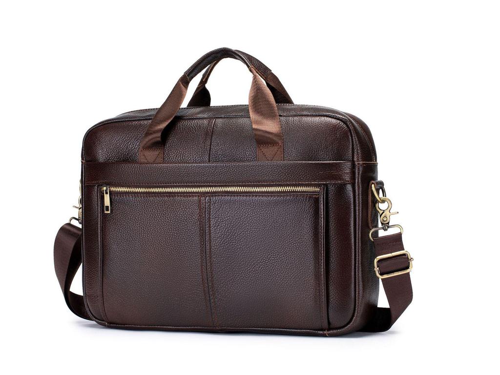 Men's Genuine Leather 15" Laptop Briefcase & Crossbody Shoulder Bag