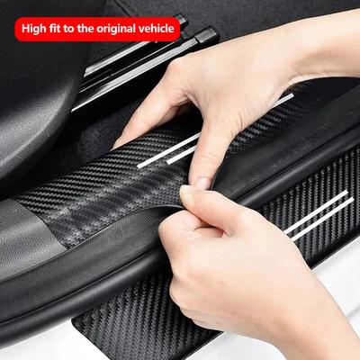 4 Pièces Protection de Seuil de Porte de Voiture Autocollant Anti-rayures Universel Fibre de Carbone pour Portes Avant Arrière de Voiture Décalcomanie de Protection Extérieure