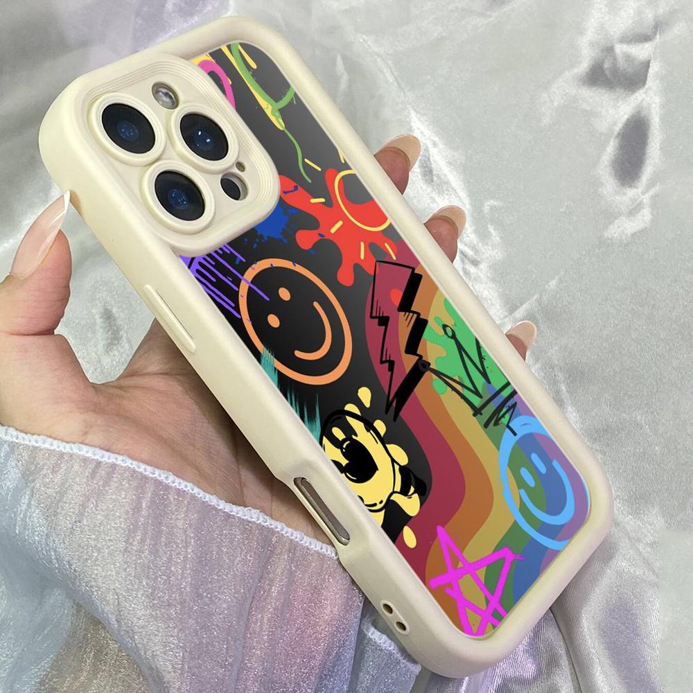 JT270 Graffiti Funny Smile faces for iPhone 17 16 15 14 Pro Max Samsung S26 S25 Ultra A17 A16 A07 A56 A36 A06 Xiaomi 15T Redmi 15c Note 14 Soft Case