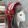 Sweet Ruffled Hairband Ribbon Bow Lolita Hair Clip Cute Maid Cosplay Headdress  Party