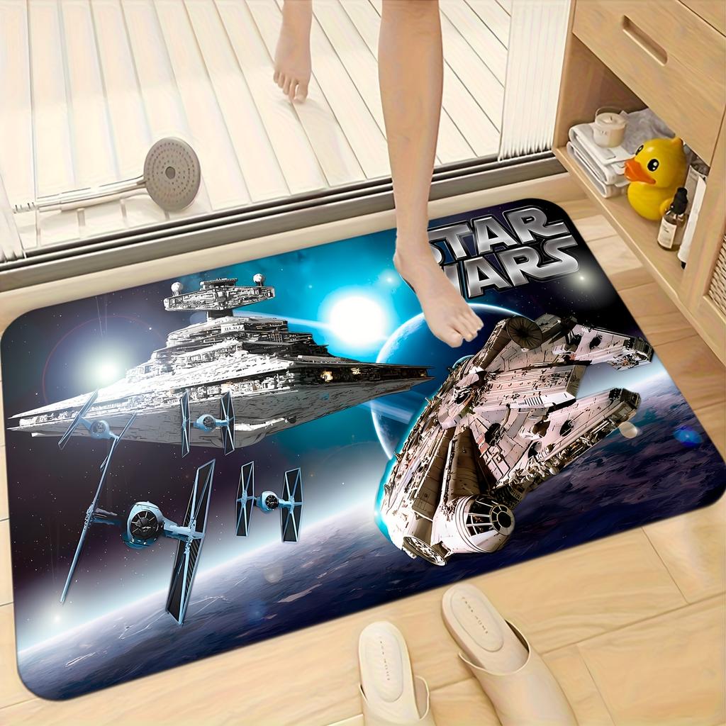 1pc Star Wars Non-Slip Welcome Doormat - 100% Polyester with Iconic Characters And Movie Artwork, Easy To Clean Hand Wash Sole
