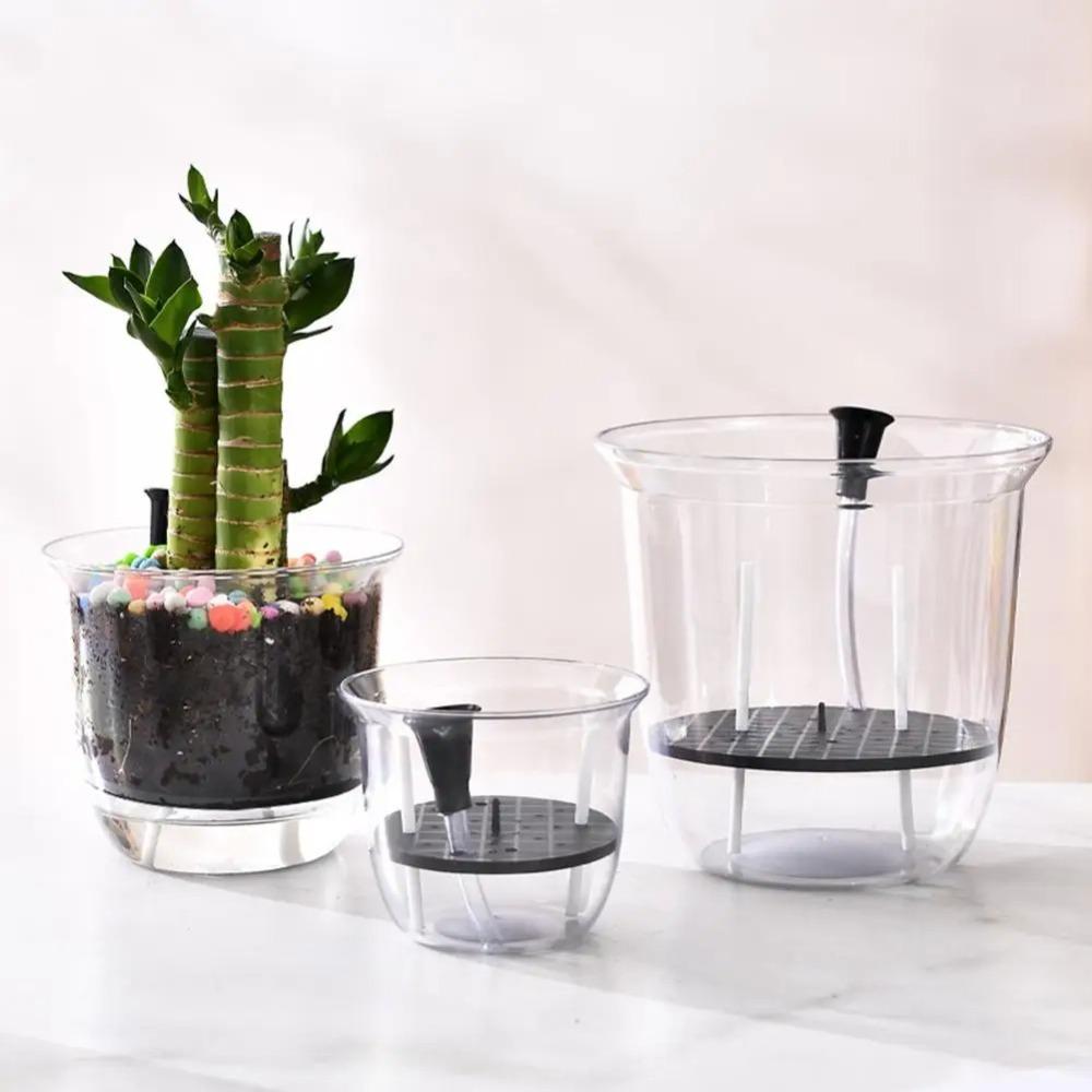 1pcs Transparent Self Watering Plant Pot Double Layer Planter Pot with Reservoir Flowerpot  Office