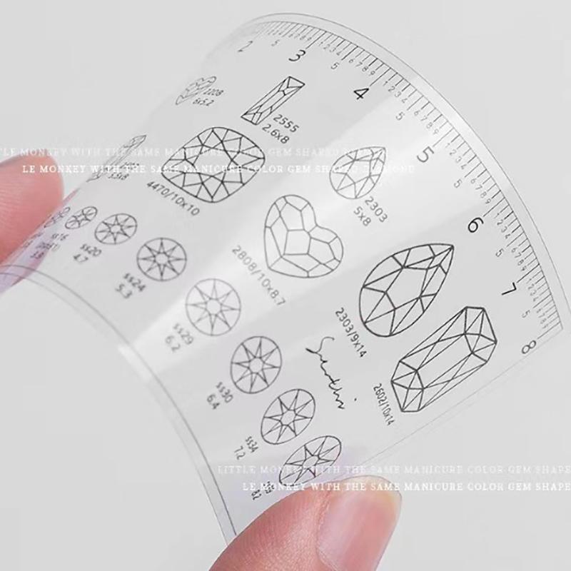 Nail Measure Easy Ultra-Thin Soft PVC Ruler Manual Fake Nails Measuring Size Transparent Map Caliper Ruler Nail Art Tool