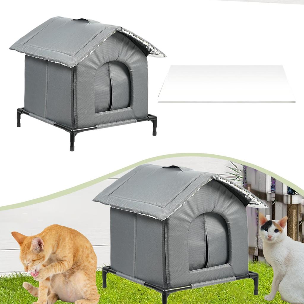 Outdoor Cat Tent Insulated Winter Shelter Waterproof Windproof Pet House for Stray Cats Backyard