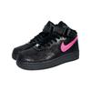 Nike Air Force 1 Breathable Height Increasing Mid top Skateboard Shoes Unisex Black Pink CW2289-001(Team133-mid)