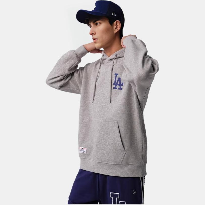 New Era MLB SS24 Los Angeles Dodgers Logo Embroidered Pullover Hoodie Long Sleeve Men hoodies Gray 14179208