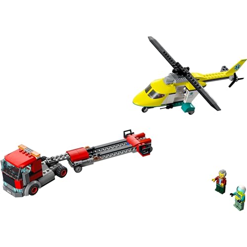 LEGO City Rescue Helicopter Transport Truck 60343, a toy block gift for boys and girls ages 5 and up.