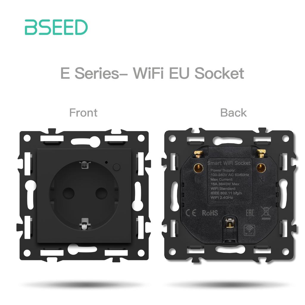 BSEED WIFI Click Switch Modules Smart Light Switch Parts White Glass Frame DIY Combination Wall Sockets USB Charge Key E-Series
