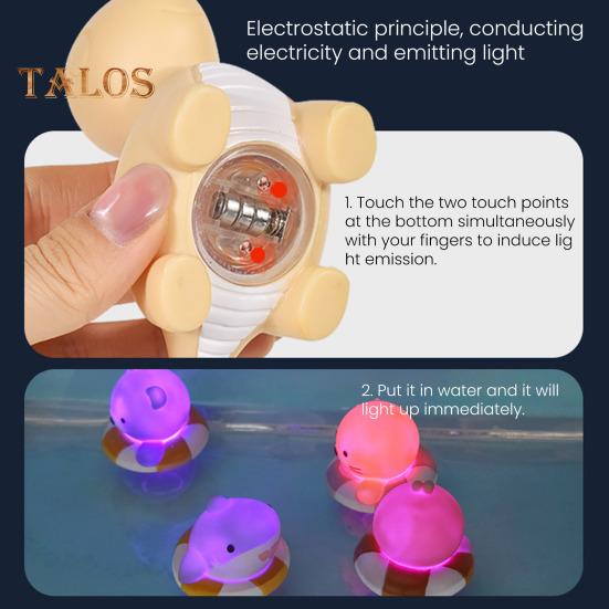 4-teiliges Badespielzeug mit LED-Beleuchtung, für Schwimmen, Wasser, weicher Gummi, Induktion, leuchtender Pinguin, Dinosaurier, Spaß, Glühen, rutschfest, leicht zu greifen, Kinder spielen lustig