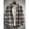 Camicia a maniche lunghe in flanella a quadri vintage nero e marrone da uomo per l'autunno
