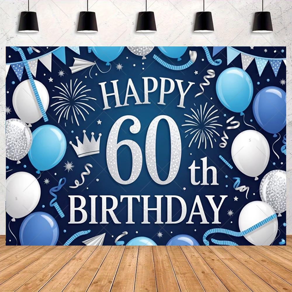 Backdrop banner for 60th birthday party, rose gold balloons, photography props, gifts, background decorations3092