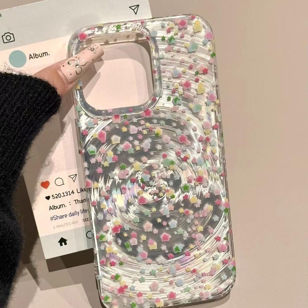 Iridescent Glossy Phone Case for iPhone 11 13 14 15 16 17 Pro 17 13 14 15 Pro Max High Quality Fantasy Floral Style Full Protection Shell