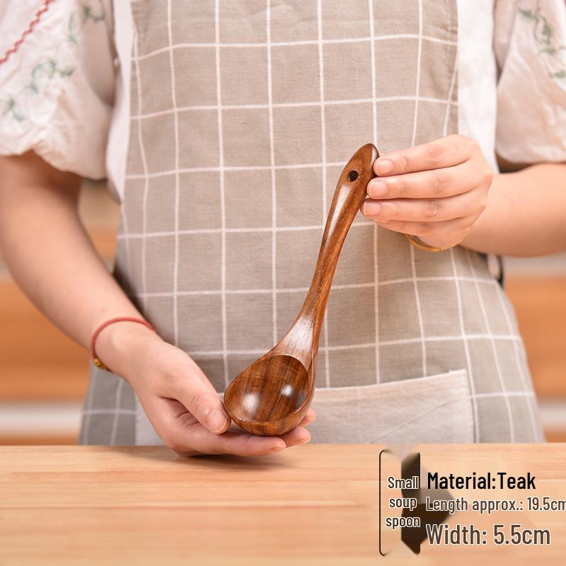 Set di pentole antiaderenti in teak thailandese: Spatola in Legno, Spatola per Saltare in Padella e Mestolo