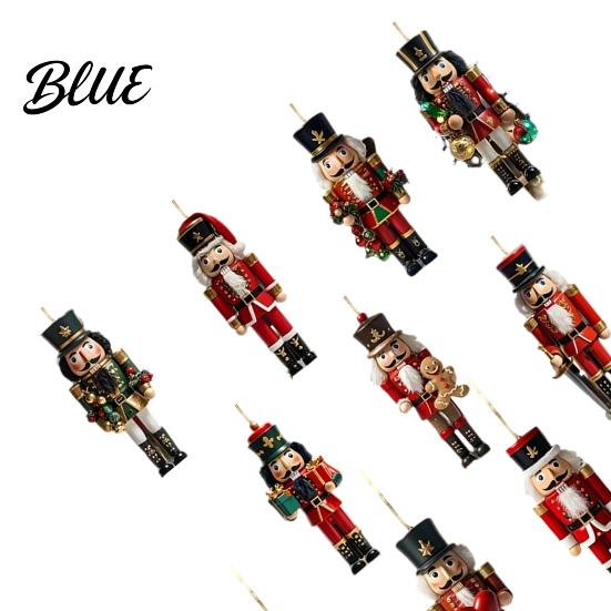Indoor Christmas Fireplace Decorations Nutcracker Ornaments Durable Wooden Hanging Figurines Country Style Assorted Soldier Figures Decorations,