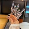 Shallow Pink Heart Glass Straw for Milk Tea & Coffee - High-Temp Resistant