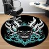 1pc Flame Skull Office Round Area Rug, Under Office Chairs Bedroom Living Room Home Decor, Room Deco