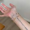 Drape Silver Wrist Minimalist Smooth Splicing Chain Double-layer Bracelet Stacked Wearing Light Luxury Splicing Round Diamond Return Chain Bracelet