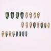 Retro Moon Leaves Nail Art Tips - Medium Almond Shape, 24-Piece Set