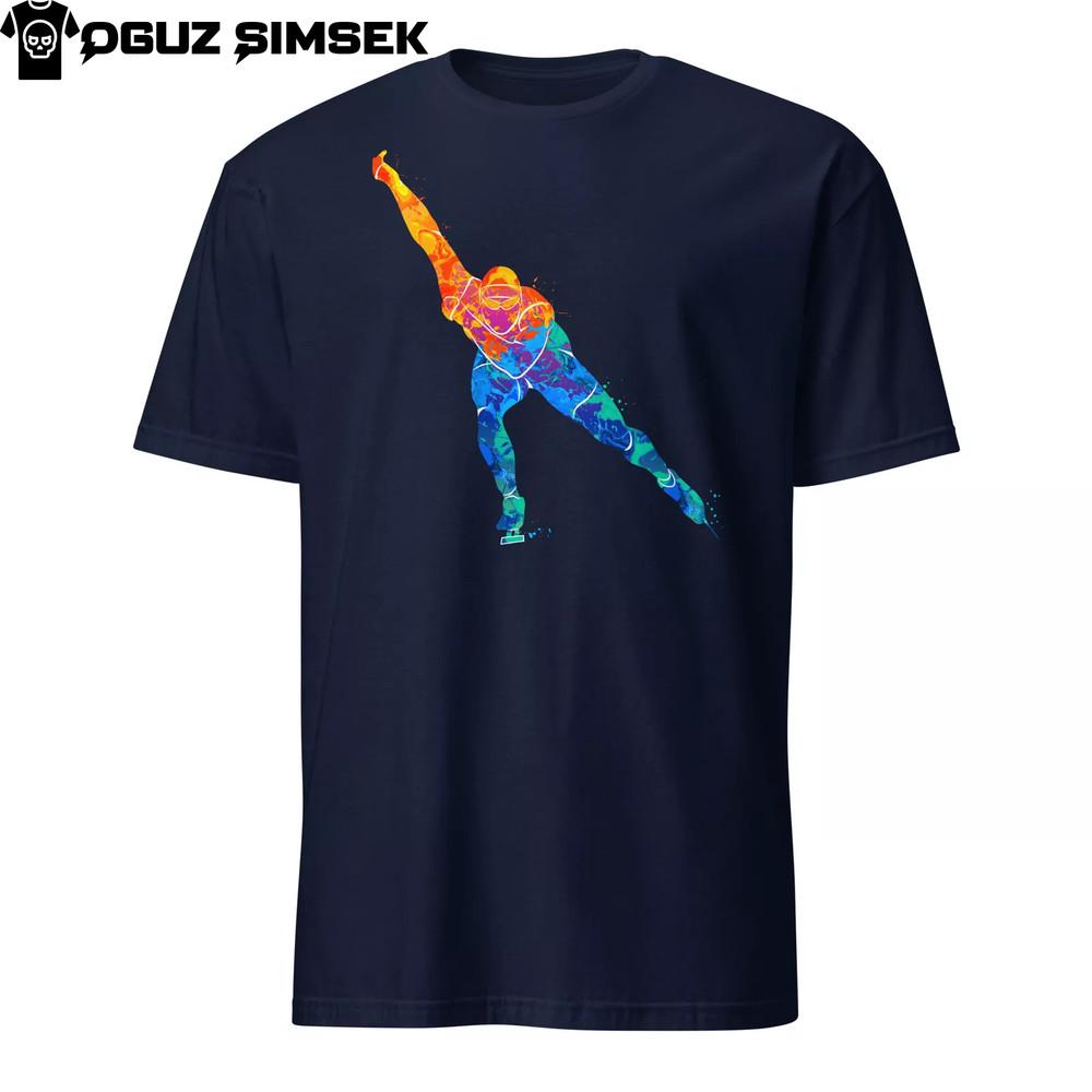 

Abstract Colorful Silhouette Speed Skater Unisex T-Shirt | Unique Sport Design S