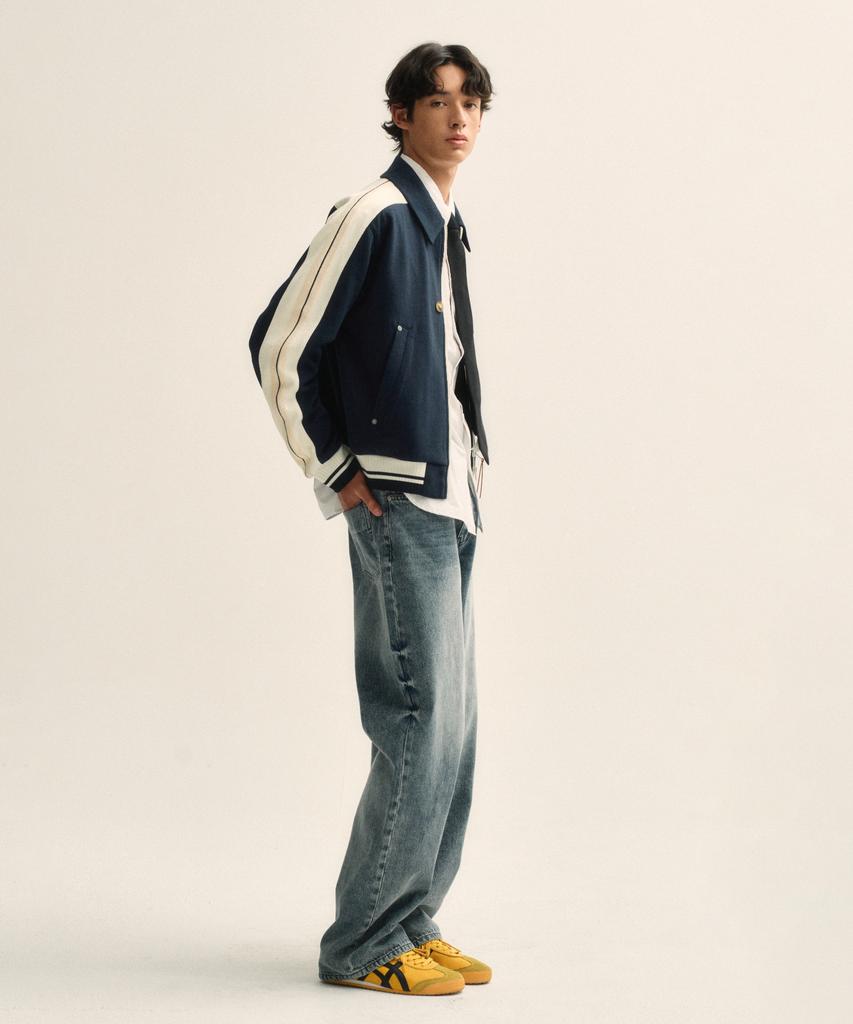 Satur Rawton Collar Track Zip-Up Jacket Classic Navy
