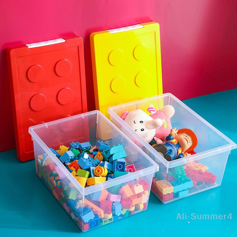 Caixa de armazenamento de blocos de construção para crianças, organizador de brinquedos, caixa de blocos empilhável, recipiente para livros, suporte para artigos de papelaria, recipiente para lanches diversos