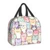 Kids Cartoon Cat Insulated Lunch Bag School Outdoor Picnic Handheld Crossbody Bento