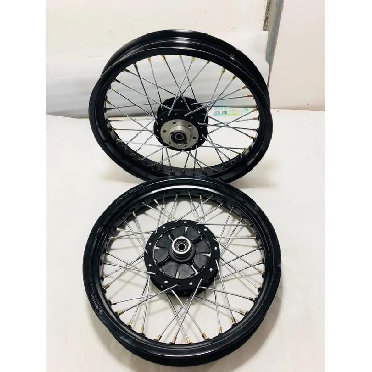 Aluminum Alloy GN250 Front Rear 1.85/2.15/2.5/3/3.5x17/18/19 Spokes Motorcycle Wheel Rims With Brake Sprocket Hub front 2.15x18 black